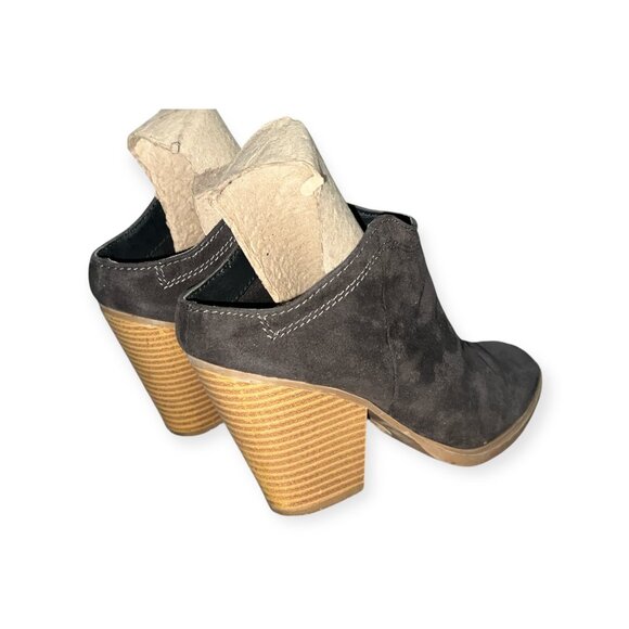 dv by Dolce Vita Suede Mules with 3" Chunky Wooden Heel Sz 6 Womens Grey - Picture 11 of 16